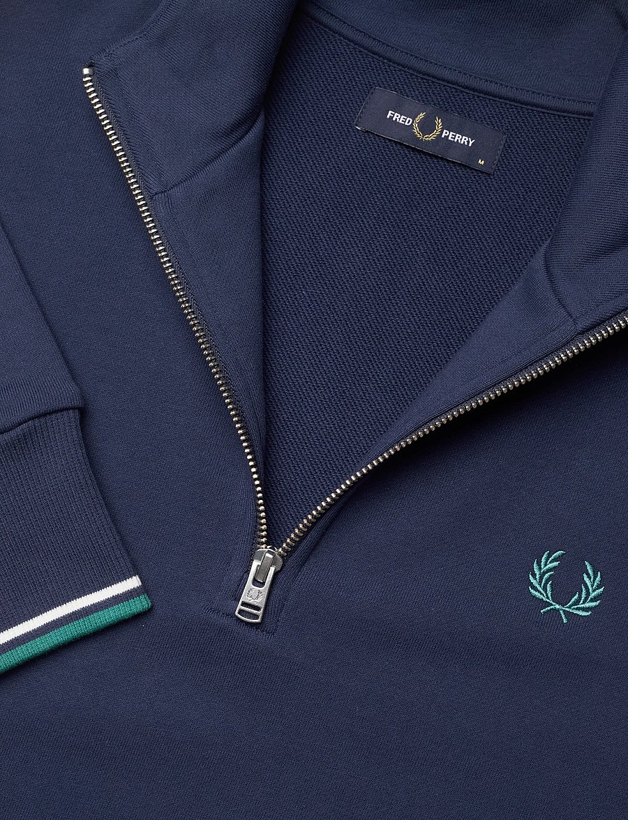 Fred Perry - HALF ZIP SWEATSHIRT - sweatshirts - tnsbl/snwht/dpmt - 5