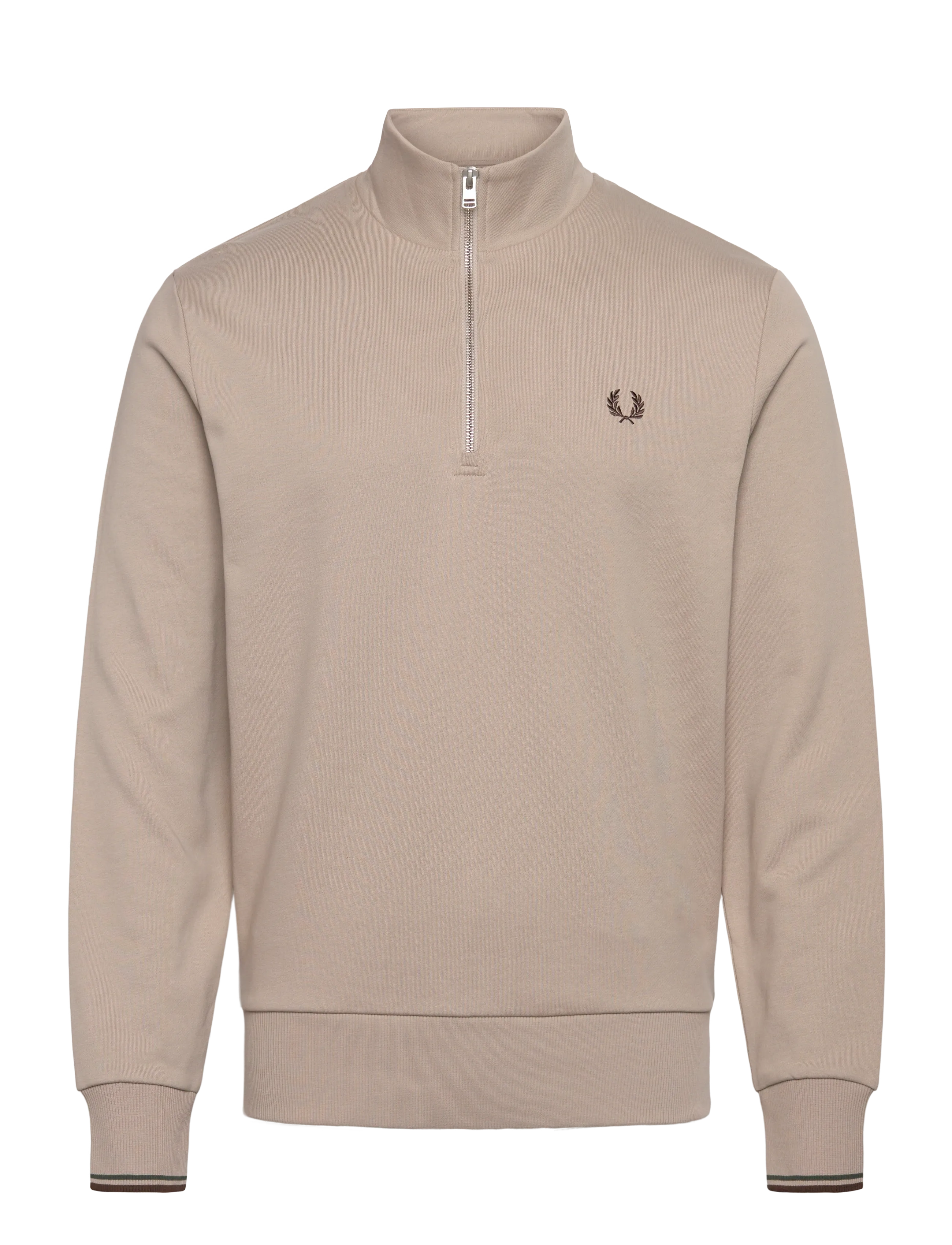 Fred Perry Half Zip Sweatshirt, S, Sweatshirts & Hoodies, Beige - Sweatshirts, Männerswear
