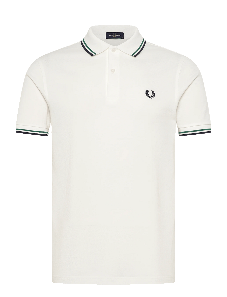 Fred Perry - TWIN TIPPED FP SHIRT - korte mouwen - snow white / sports green / na - 1