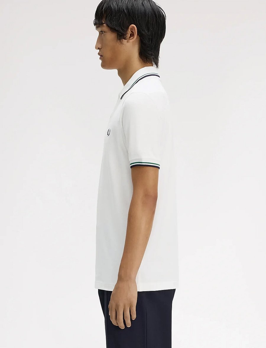 Fred Perry - TWIN TIPPED FP SHIRT - korte mouwen - snow white / sports green / na - 3