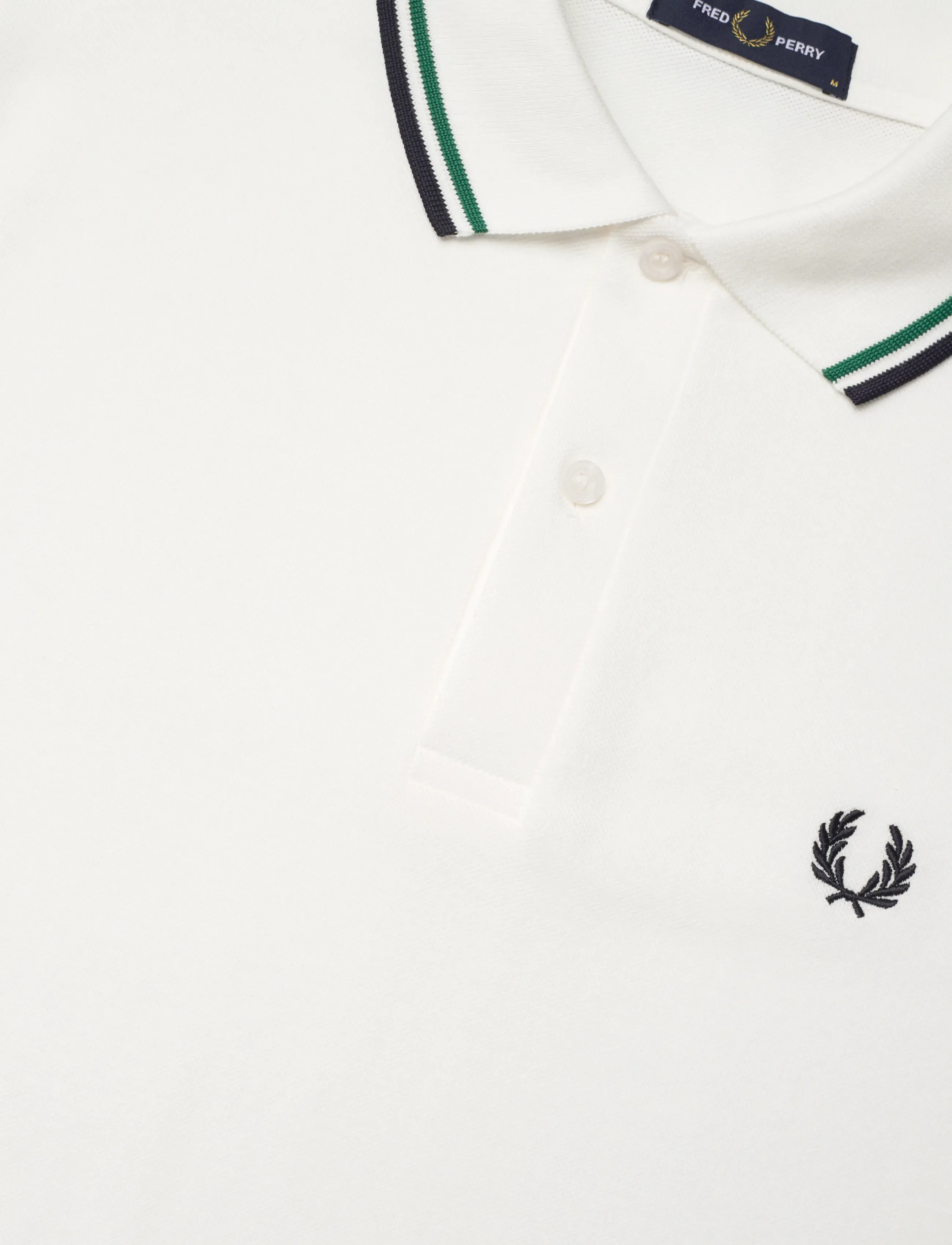 Fred Perry - TWIN TIPPED FP SHIRT - short-sleeved polos - snow white / sports green / na - 4