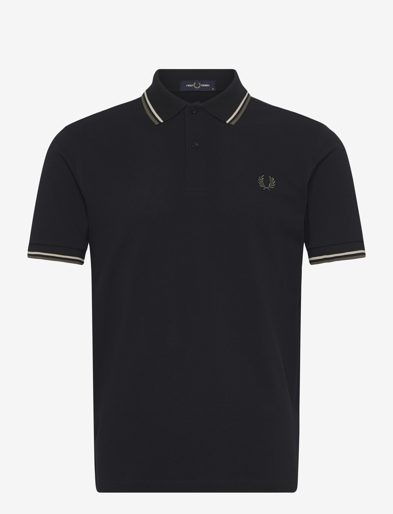 Fred Perry - TWIN TIPPED FP SHIRT - kortärmade pikéer - black / oatmeal / laurel wreat - 1