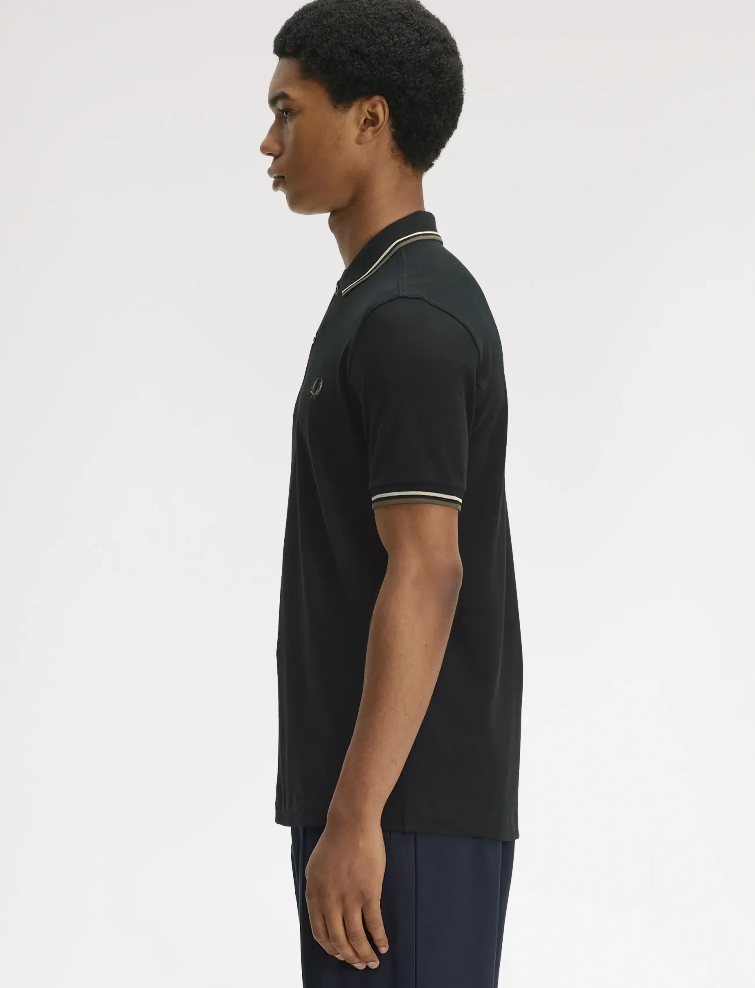 Fred Perry - TWIN TIPPED FP SHIRT - stutterma pólóbolir - black / oatmeal / laurel wreat - 3