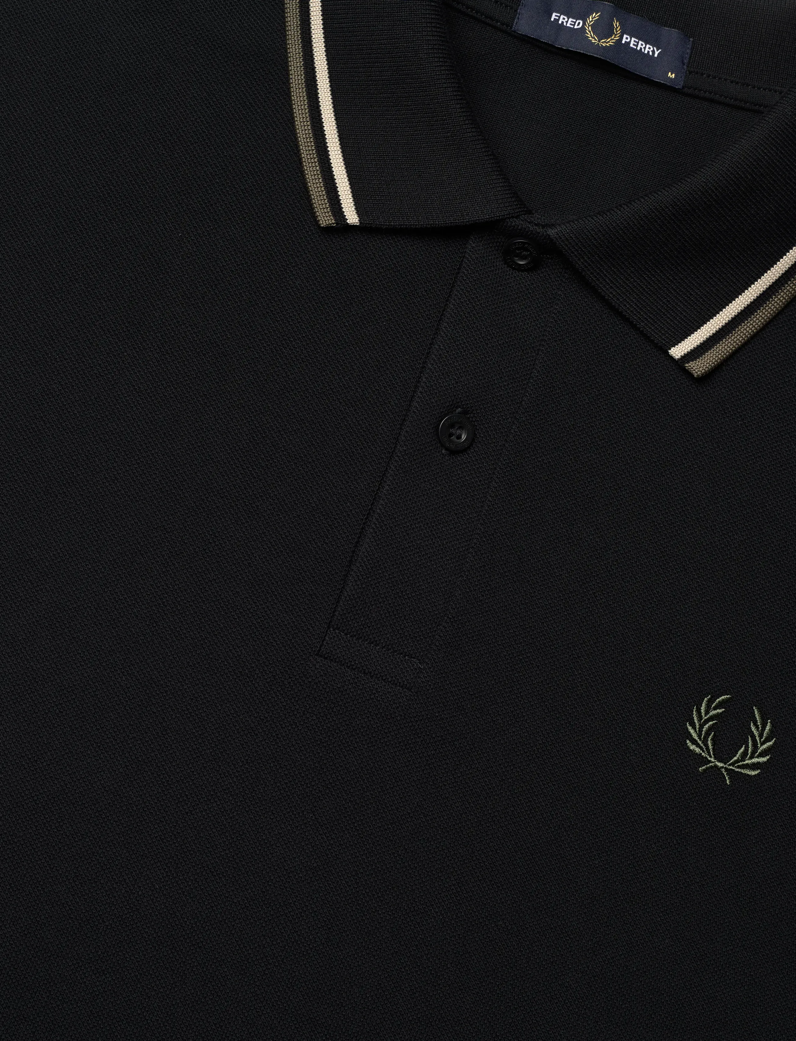 Fred Perry - TWIN TIPPED FP SHIRT - stutterma pólóbolir - black / oatmeal / laurel wreat - 4