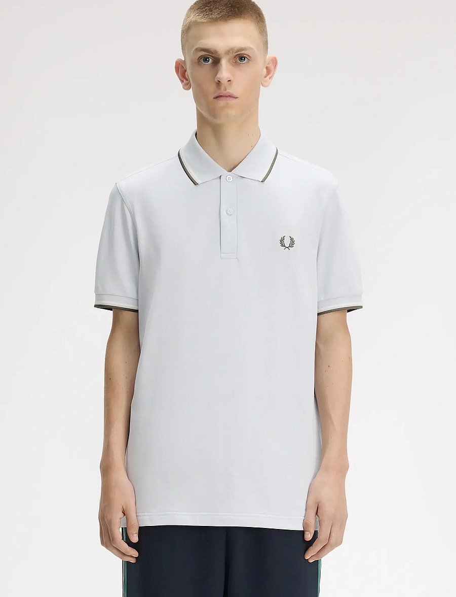 Fred Perry - TWIN TIPPED FP SHIRT - polo krekli ar īsām piedurknēm - dusky blue / ecru / laurel wre - 0