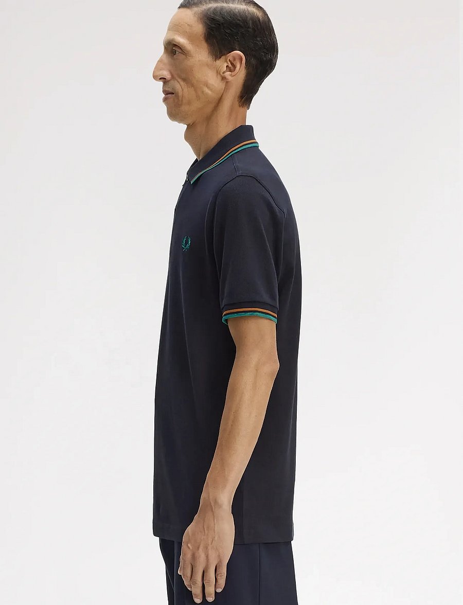 Fred Perry - TWIN TIPPED FP SHIRT - kortærmede poloer - navy / dark caramel / sport gr - 3