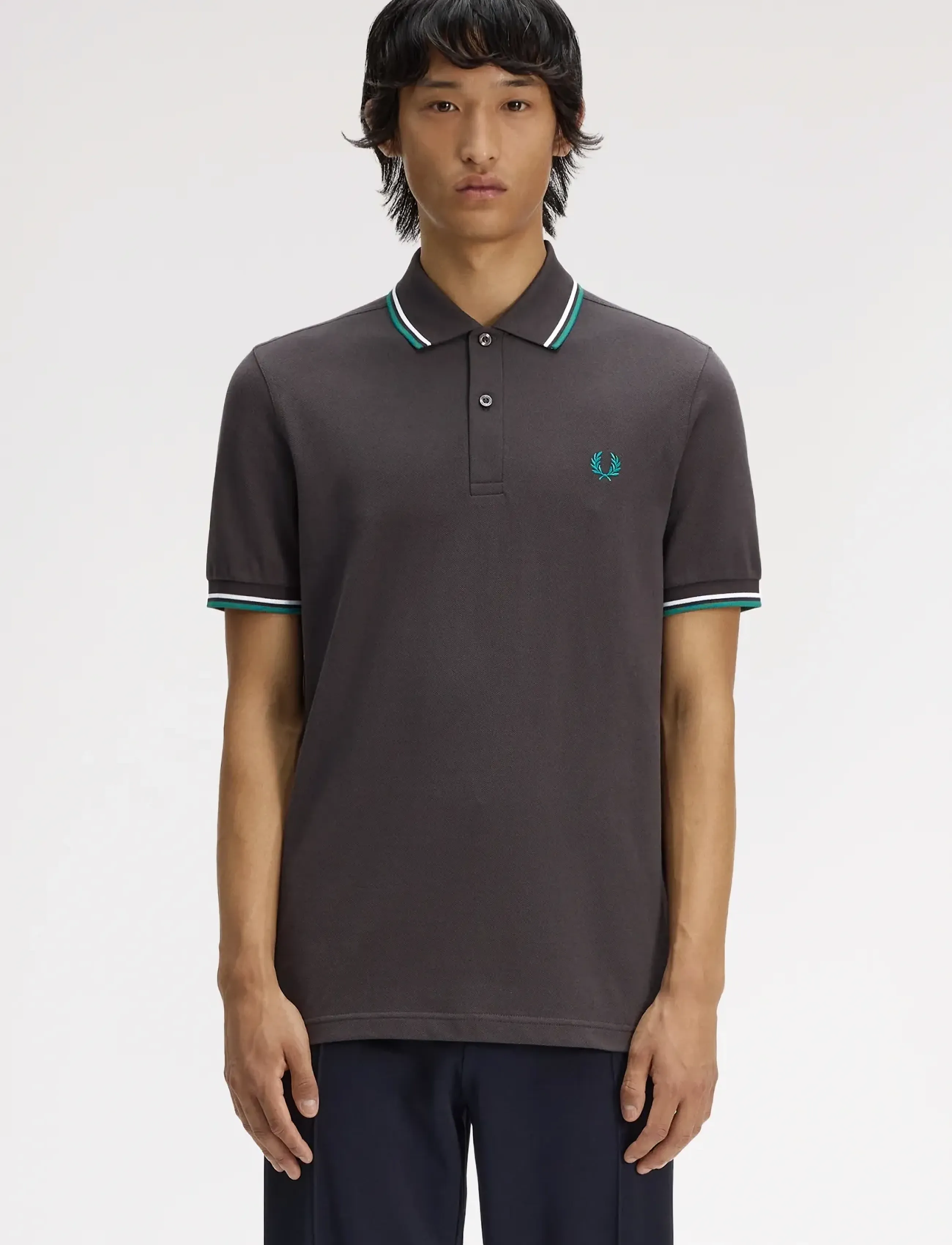 Fred Perry Twin Tipped Fp Shirt, S, Grey, Poloer > Kortærmede, Herre