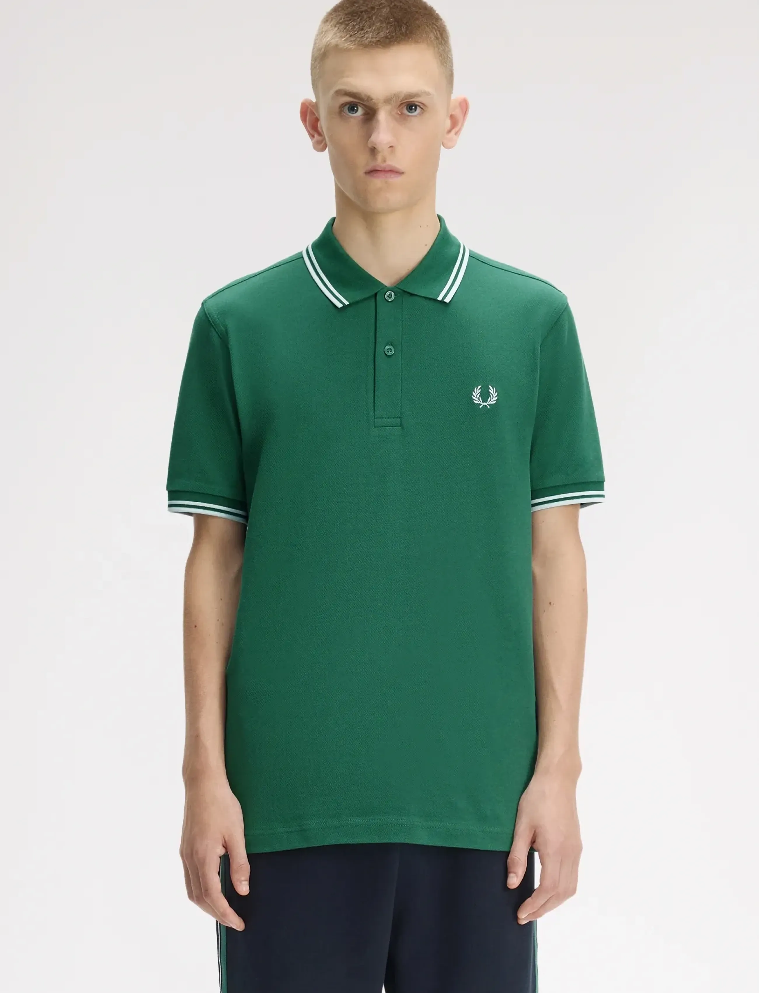 Fred Perry Twin Tipped Fp Shirt, L, Green, Poloer > Kortærmede, Herre