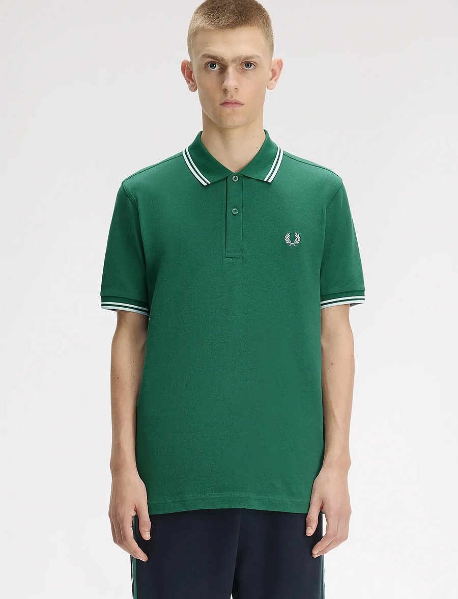 Fred Perry - TWIN TIPPED FP SHIRT - korte mouwen - sport green / light ice / ligh - 0
