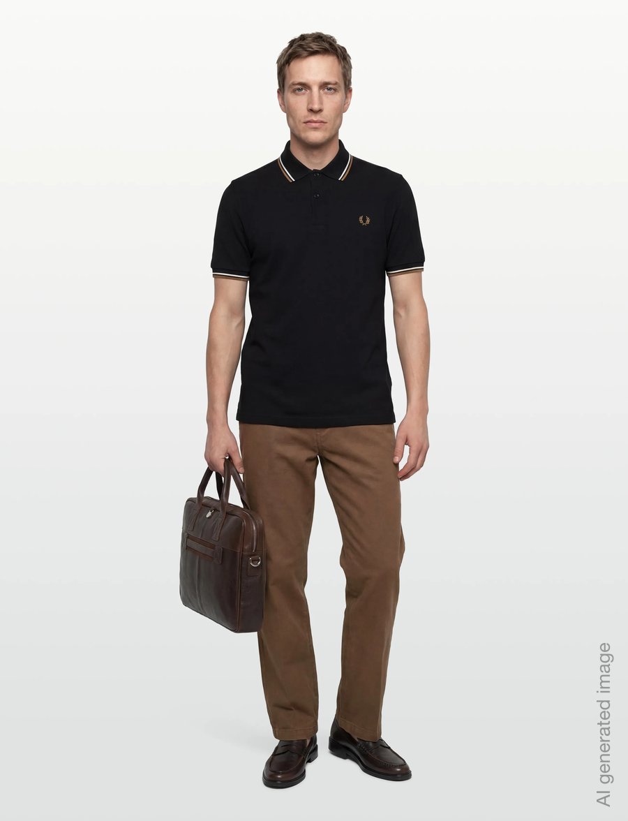 Fred Perry - TWIN TIPPED FP SHIRT - kurzärmelig - black - 0