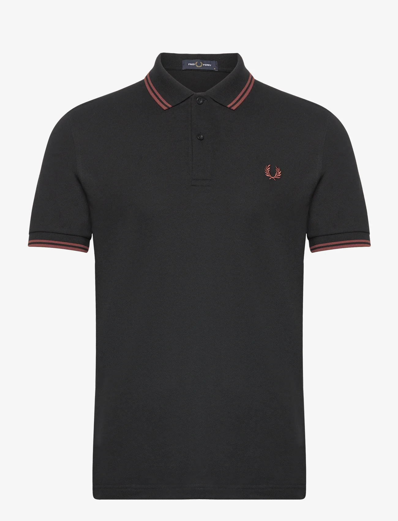 Fred Perry - TWIN TIPPED FP SHIRT - lyhythihaiset - black/whiskybrwn - 0