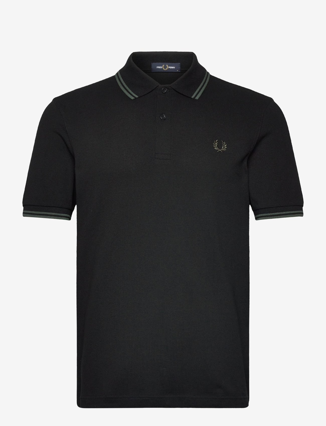 Fred Perry - TWIN TIPPED FP SHIRT - kortærmede poloer - blk/crt grn - 0