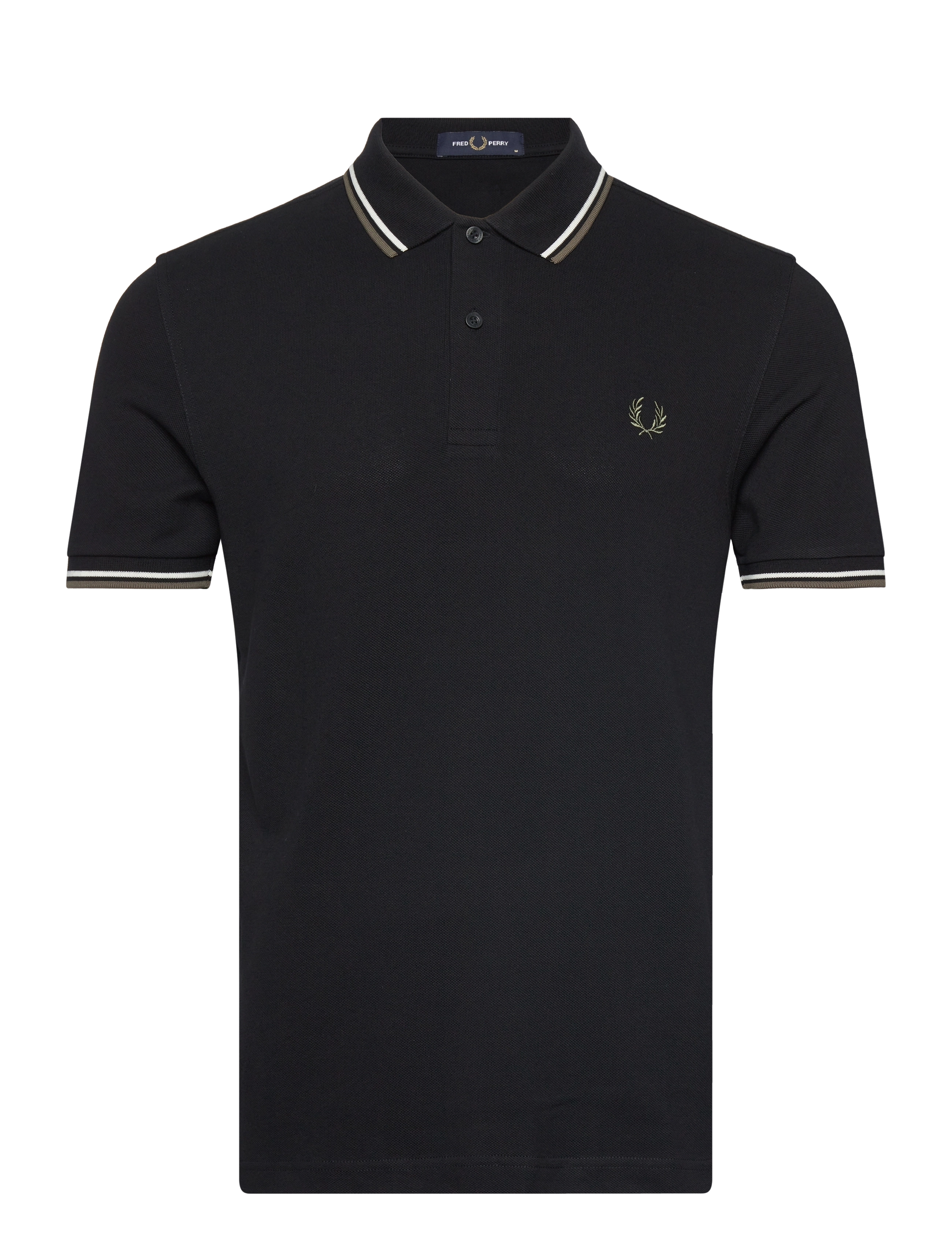 Fred Perry - TWIN TIPPED FP SHIRT - kurzärmelig - blk/ecru/laurel w green - 1