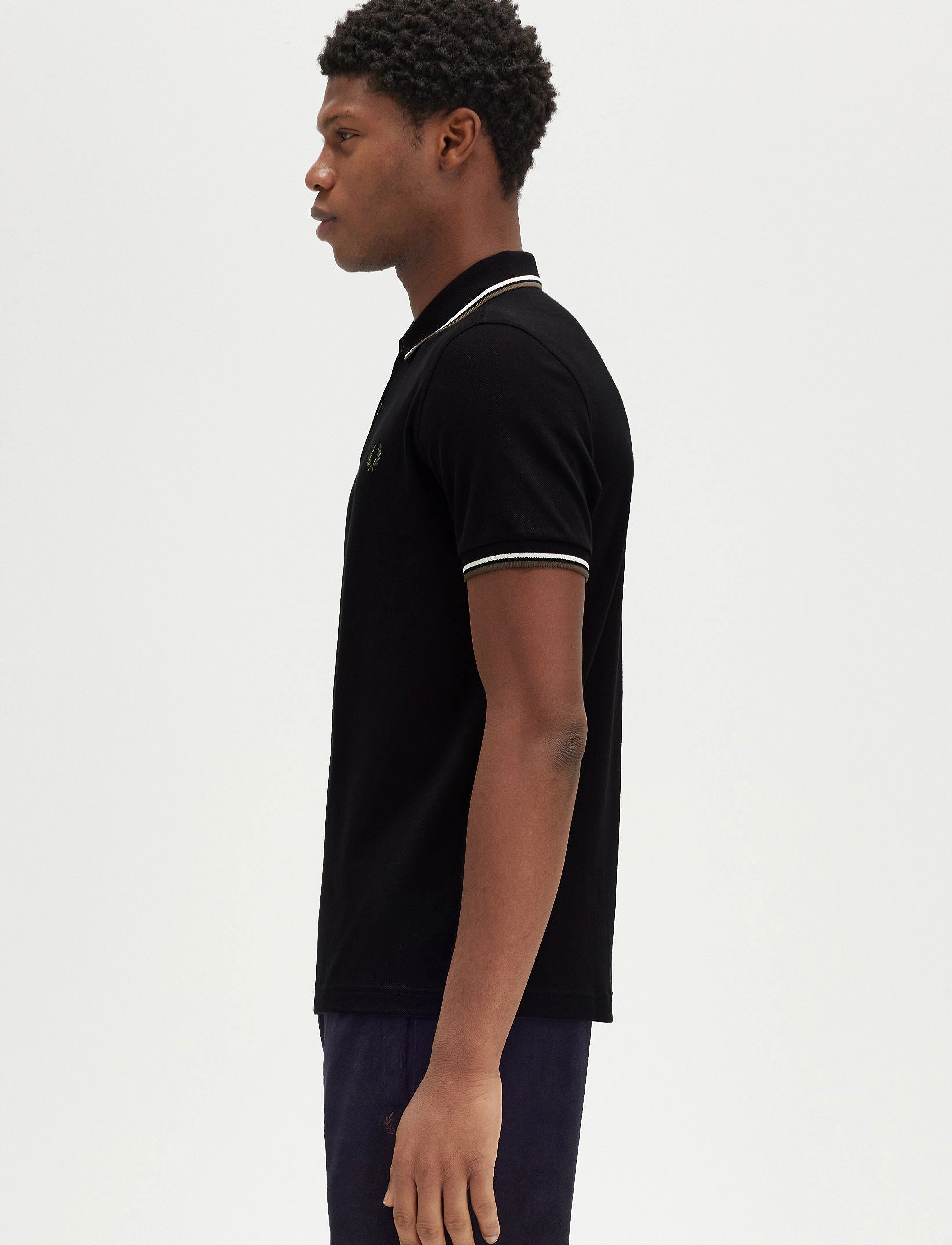 Fred Perry - TWIN TIPPED FP SHIRT - kurzärmelig - blk/ecru/laurel w green - 3