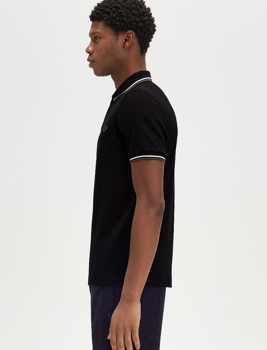 Fred Perry - TWIN TIPPED FP SHIRT - kurzärmelig - blk/ecru/laurel w green - 3