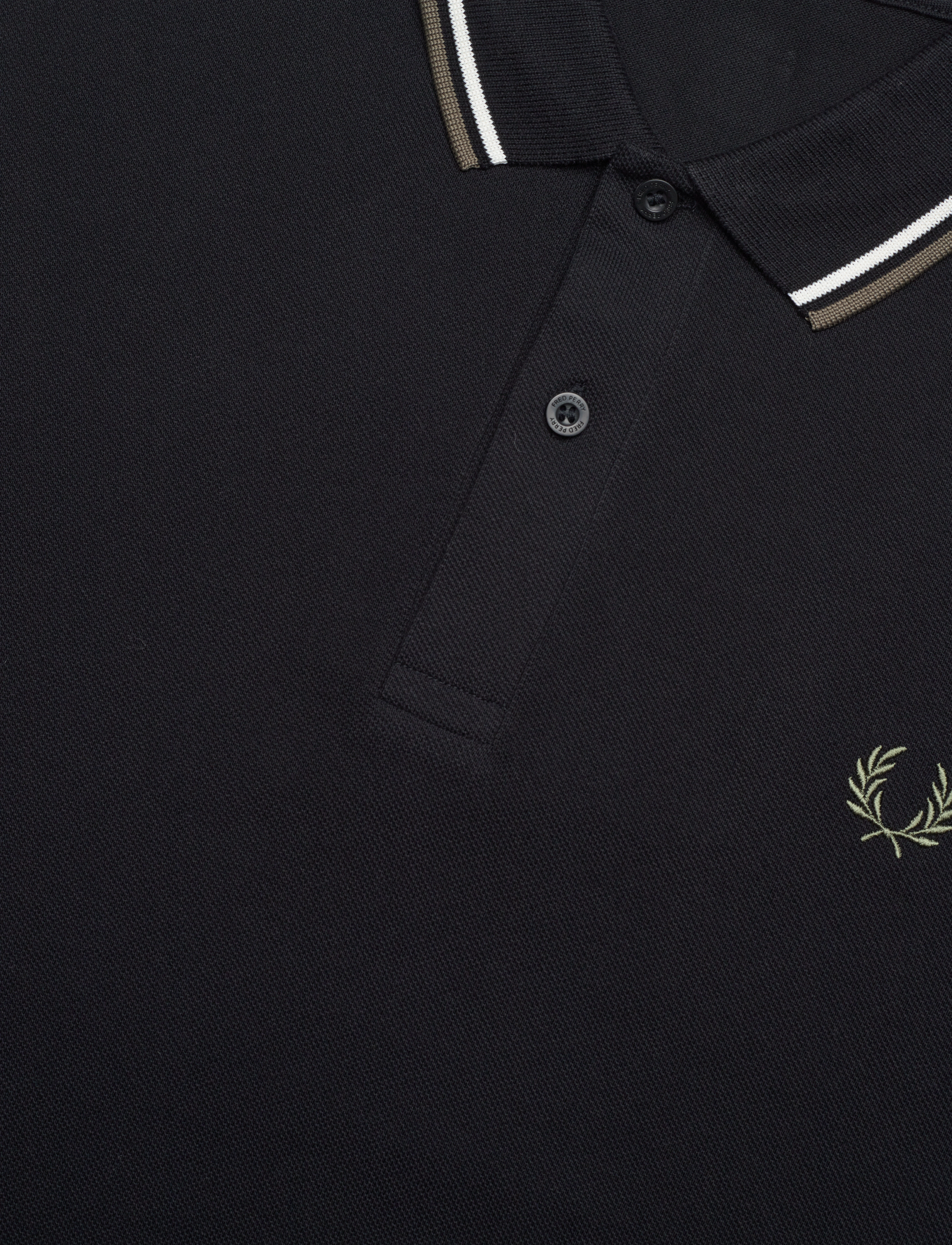 Fred Perry - TWIN TIPPED FP SHIRT - kurzärmelig - blk/ecru/laurel w green - 5