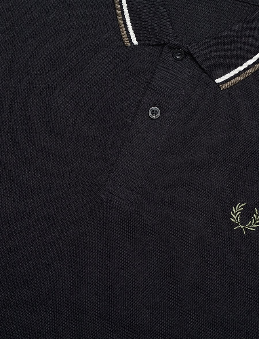 Fred Perry - TWIN TIPPED FP SHIRT - kurzärmelig - blk/ecru/laurel w green - 5