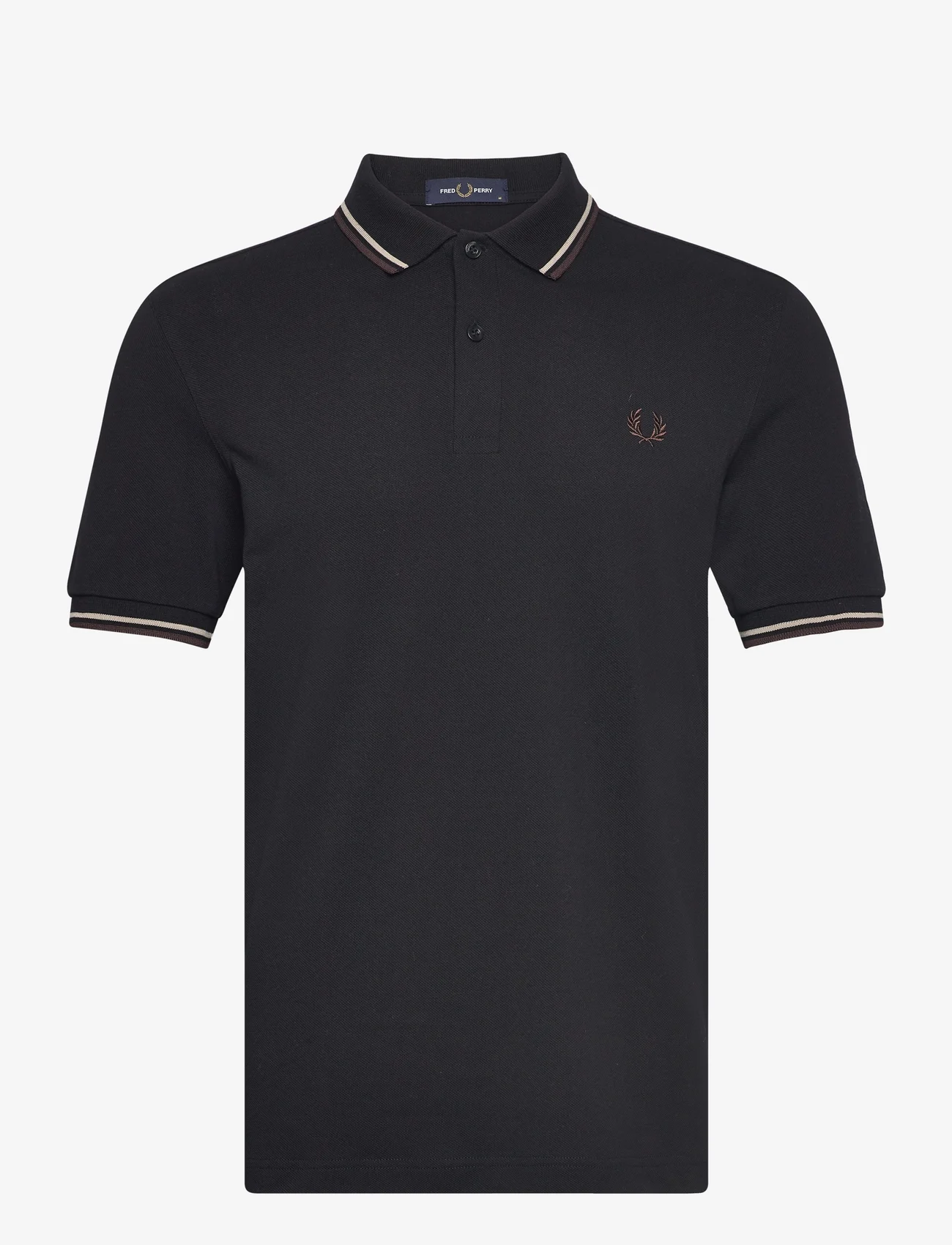 Fred Perry - TWIN TIPPED FP SHIRT - lyhythihaiset - blk/wrmgre/brick - 0