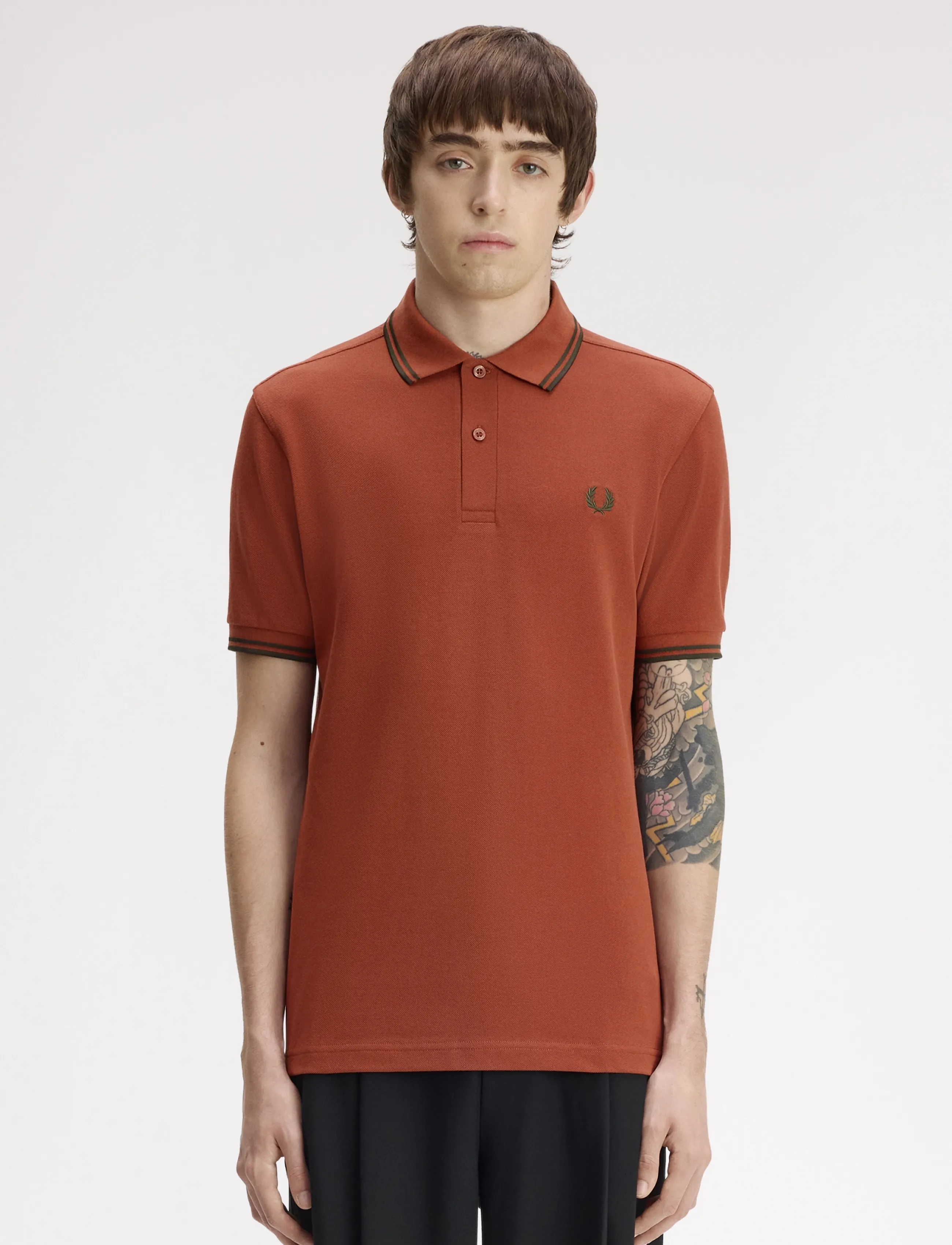 Fred Perry TWIN TIPPED FP SHIRT - Pikéer - BRNDY/NGTG/NGTG / brown
