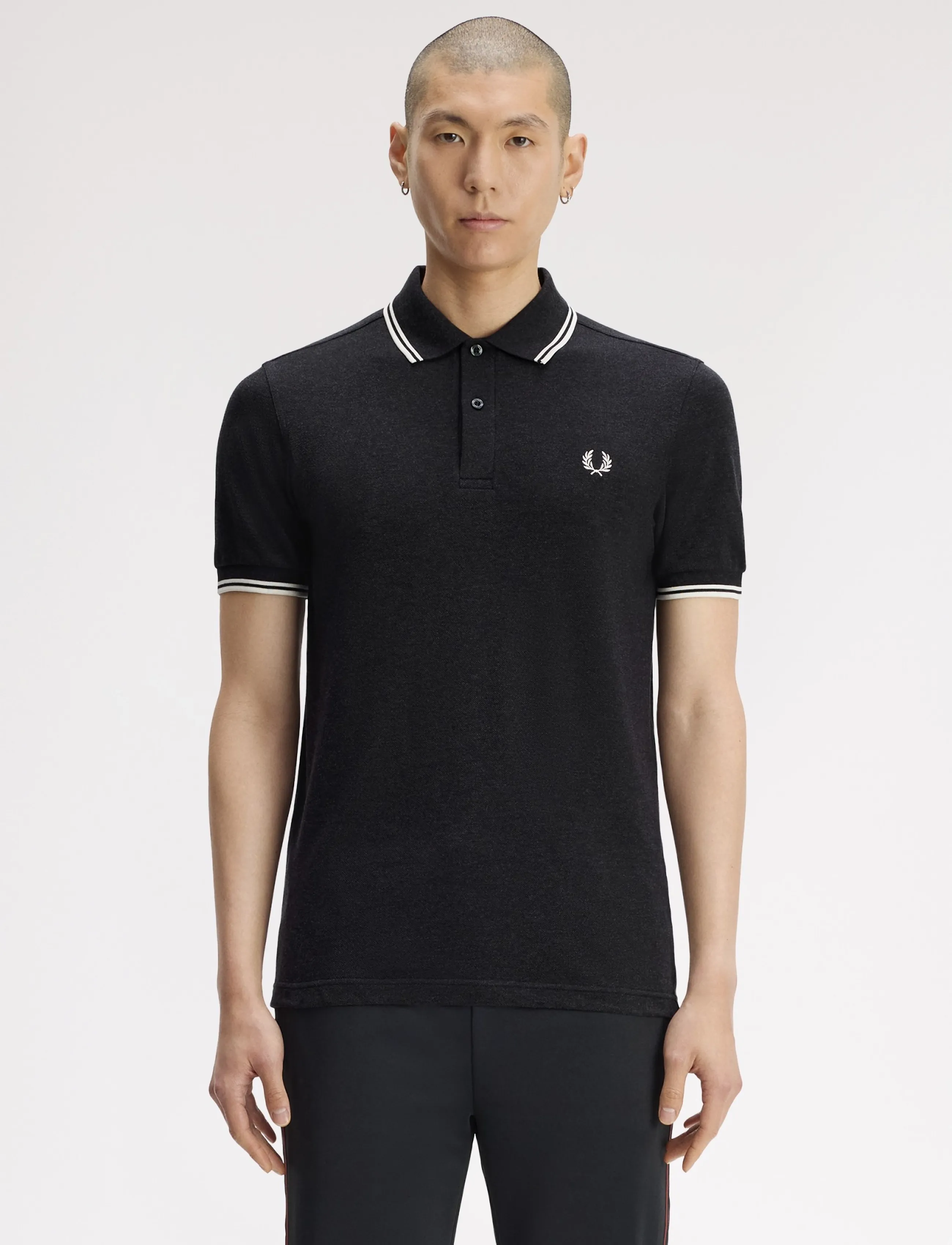 Fred Perry TWIN TIPPED FP SHIRT - Fred Perry - CHRCLMRL/ECR/ECR / black