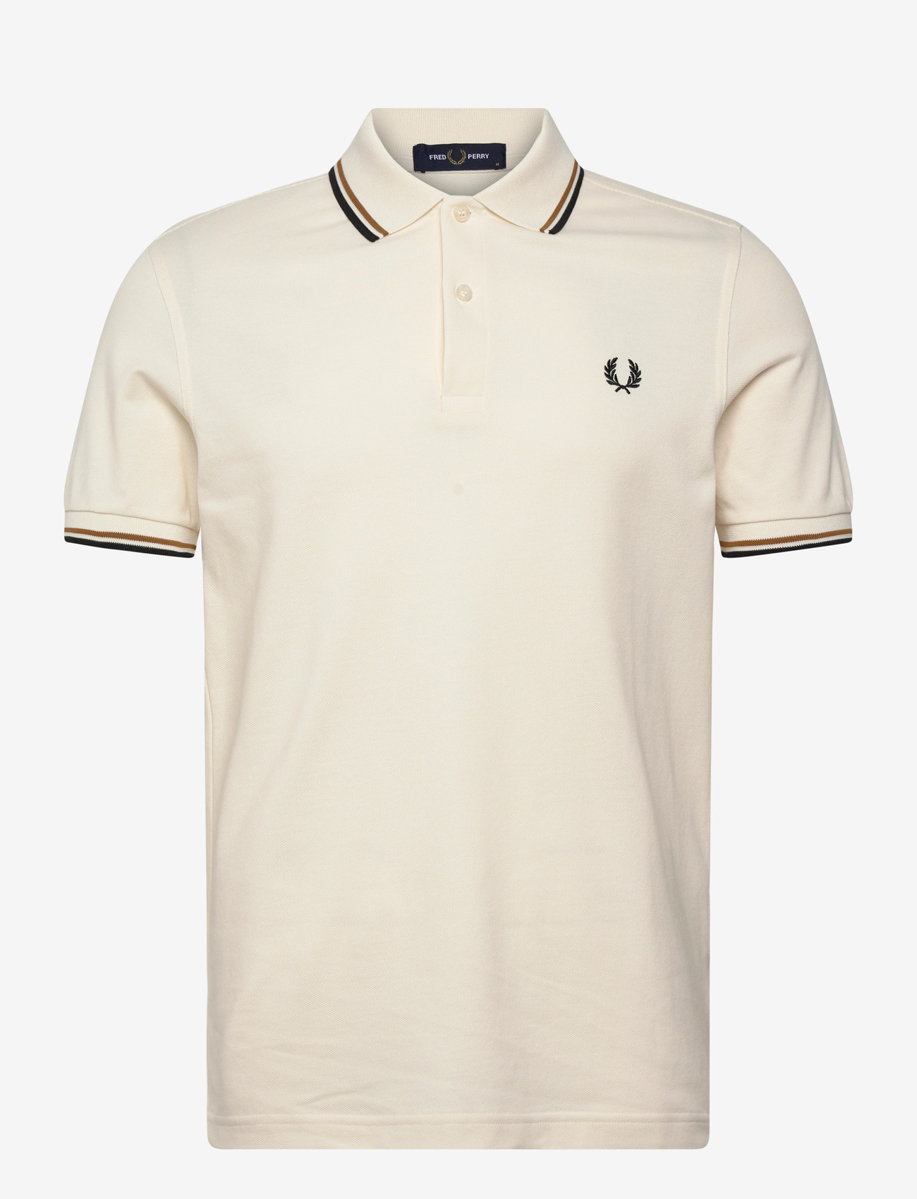 Fred Perry - TWIN TIPPED FP SHIRT - kortärmade pikéer - ecru / dark carmel / black - 1