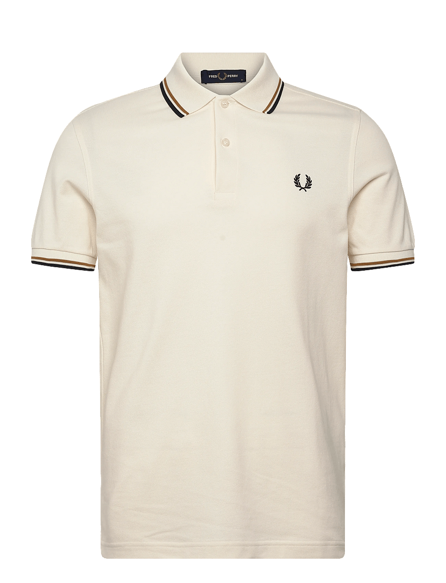 Fred Perry - TWIN TIPPED FP SHIRT - korte mouwen - ecru / dark carmel / black - 1