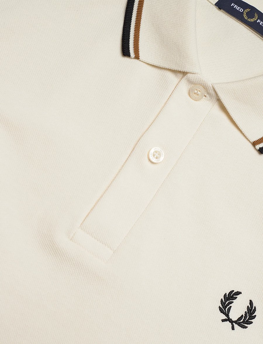Fred Perry - TWIN TIPPED FP SHIRT - korte mouwen - ecru / dark carmel / black - 4