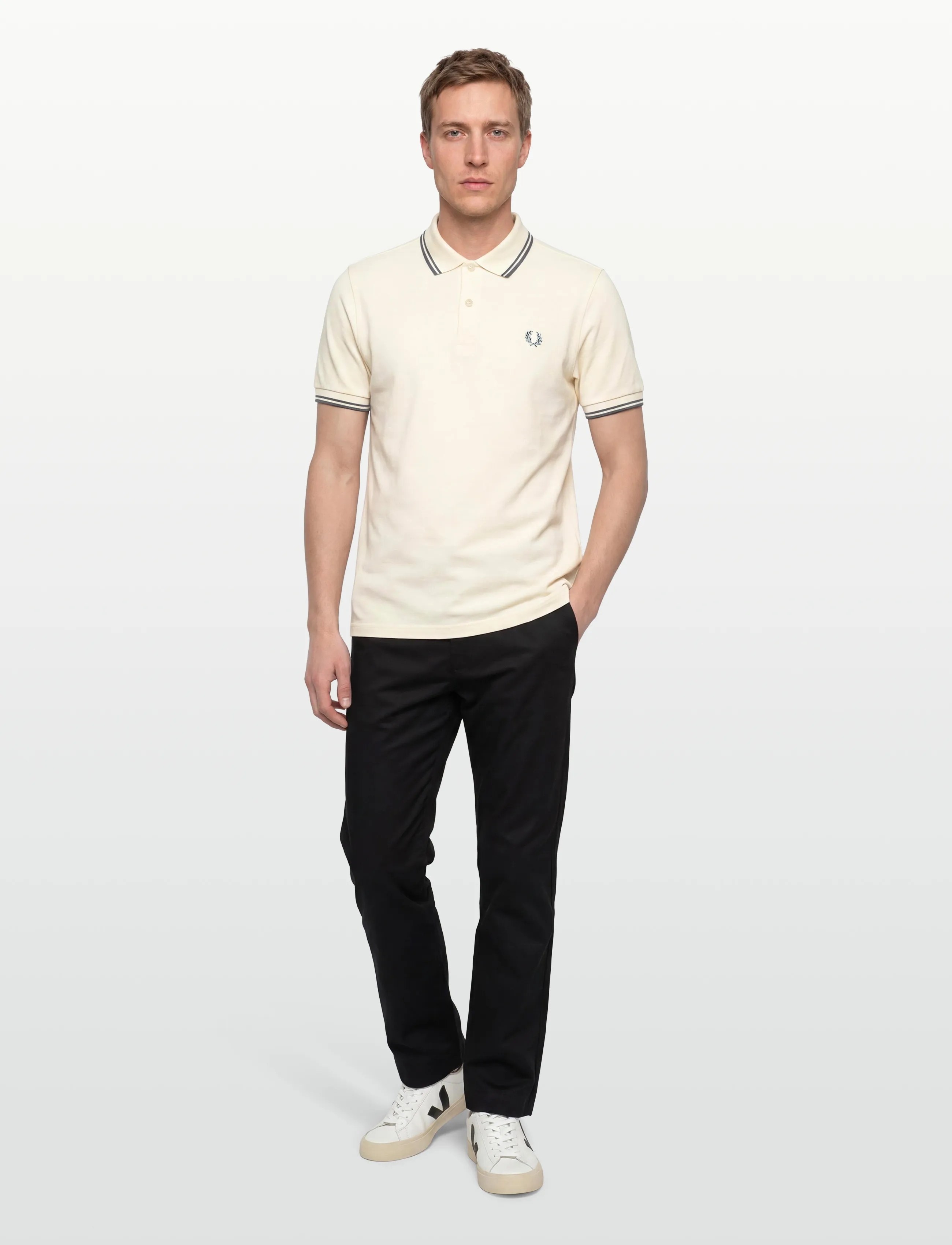 Fred Perry Twin Tipped Fp Shirt, Mænd, Twin Tipped Polo Shirt, Cream, Str: XS