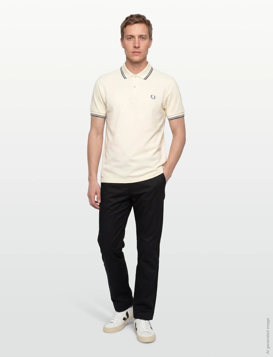 Fred Perry - TWIN TIPPED FP SHIRT - kortärmade pikéer - ecru/stockprtblu - 0