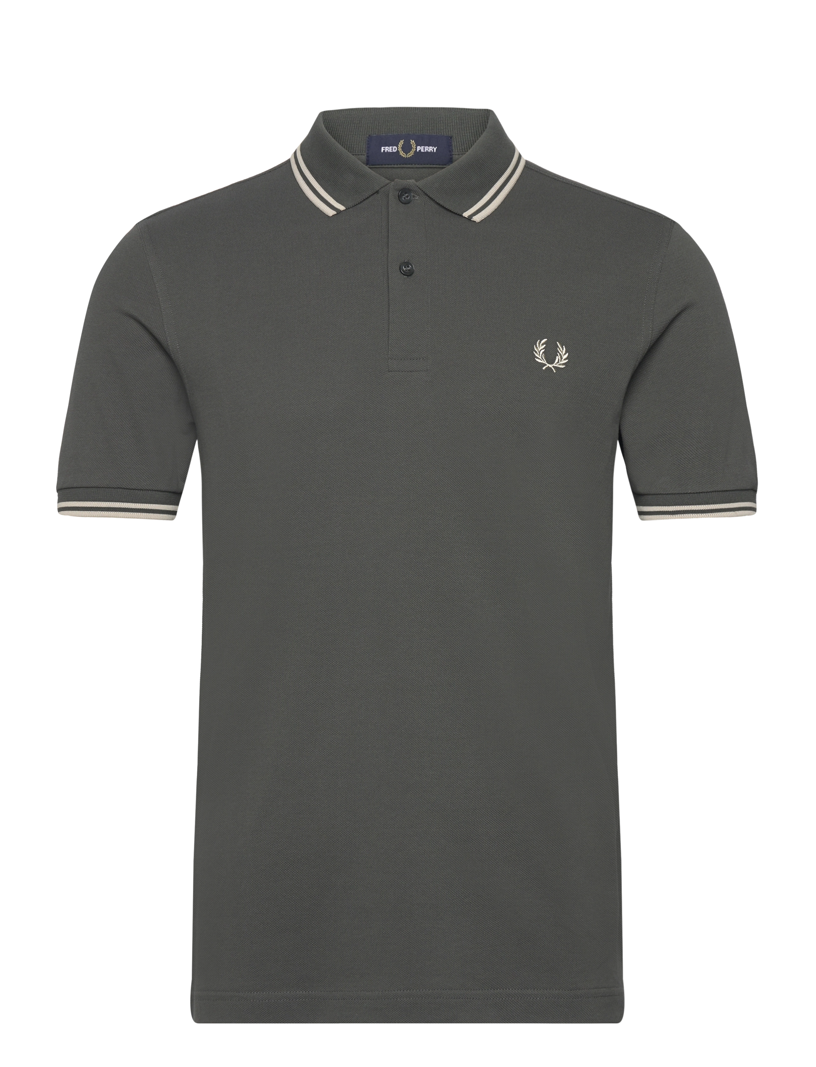 Fred Perry TWIN TIPPED FP SHIRT - Kurzärmelig - FIELDGREEN/OATME / grey