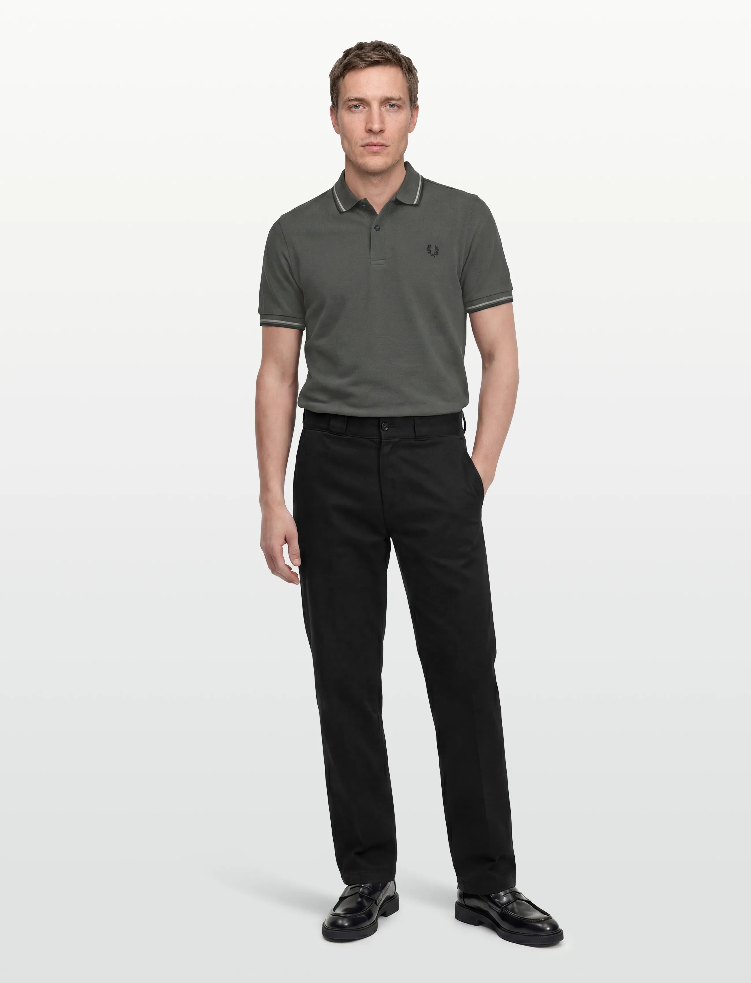 Fred Perry Twin Tipped Fp Shirt, Mænd, Twin Tipped Polo Shirt, Kakigrøn, Str: XS