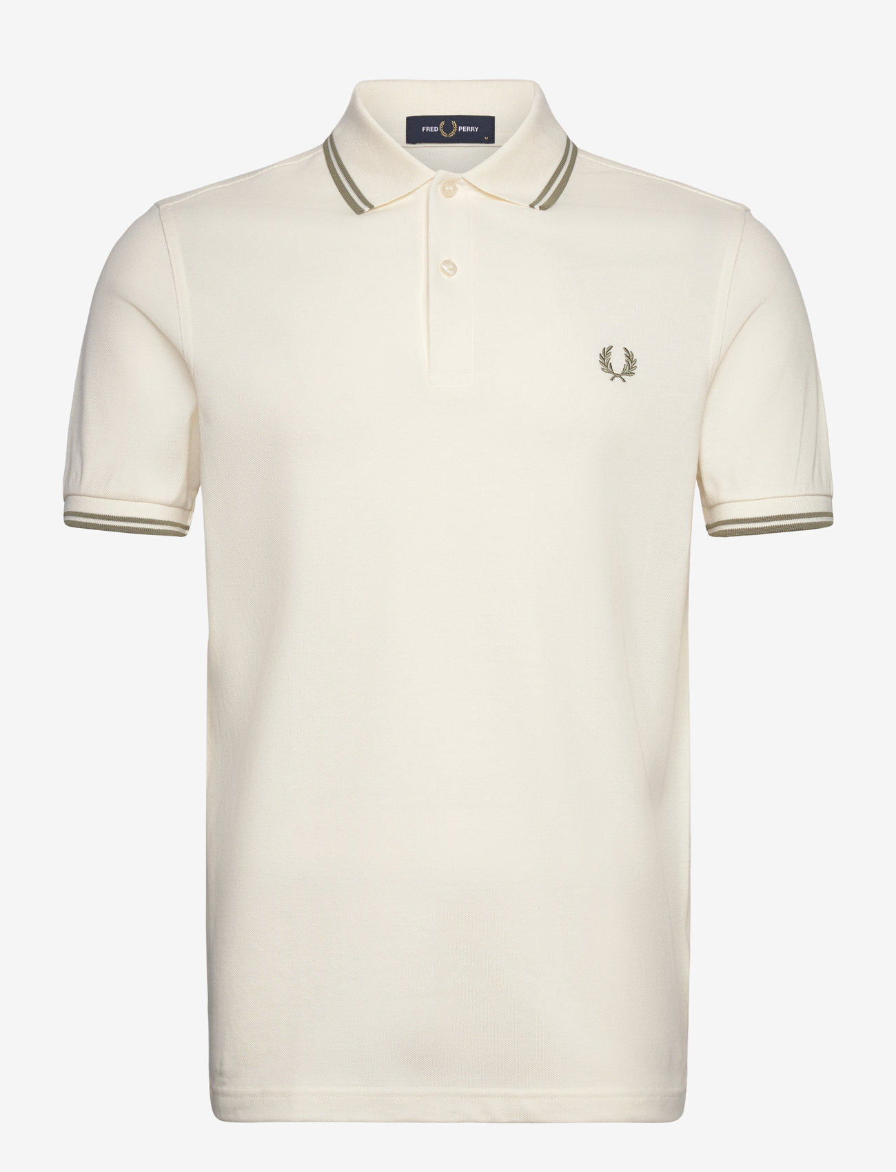 Fred Perry - TWIN TIPPED FP SHIRT - kurzärmelig - lghecru/olivmint - 0