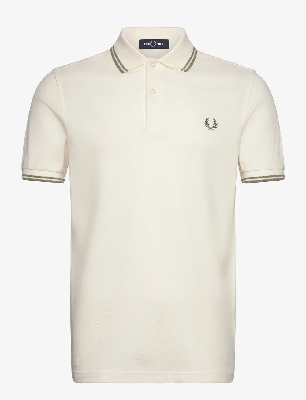 Fred Perry - TWIN TIPPED FP SHIRT - kurzärmelig - lghecru/olivmint - 0