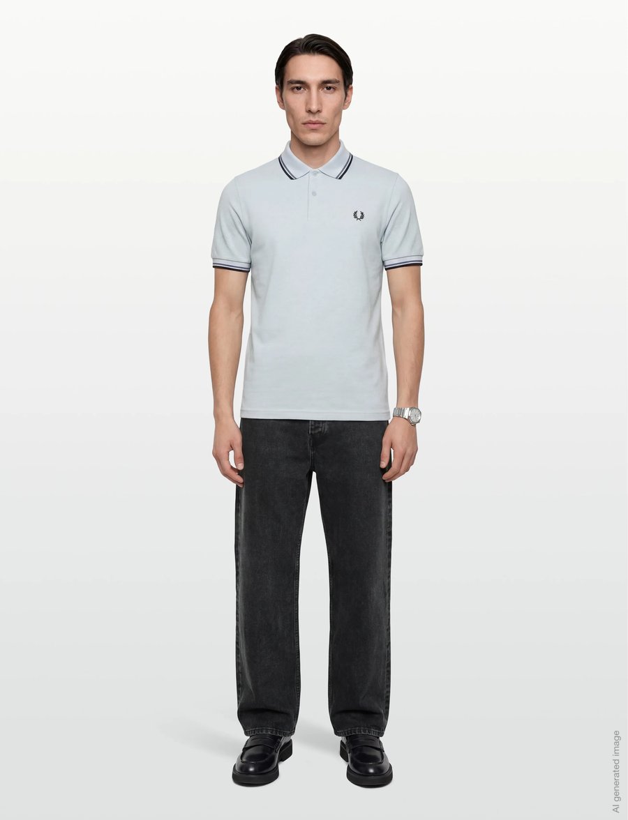 Fred Perry - TWIN TIPPED FP SHIRT - korte mouwen - lgtic/acebl/navy - 0