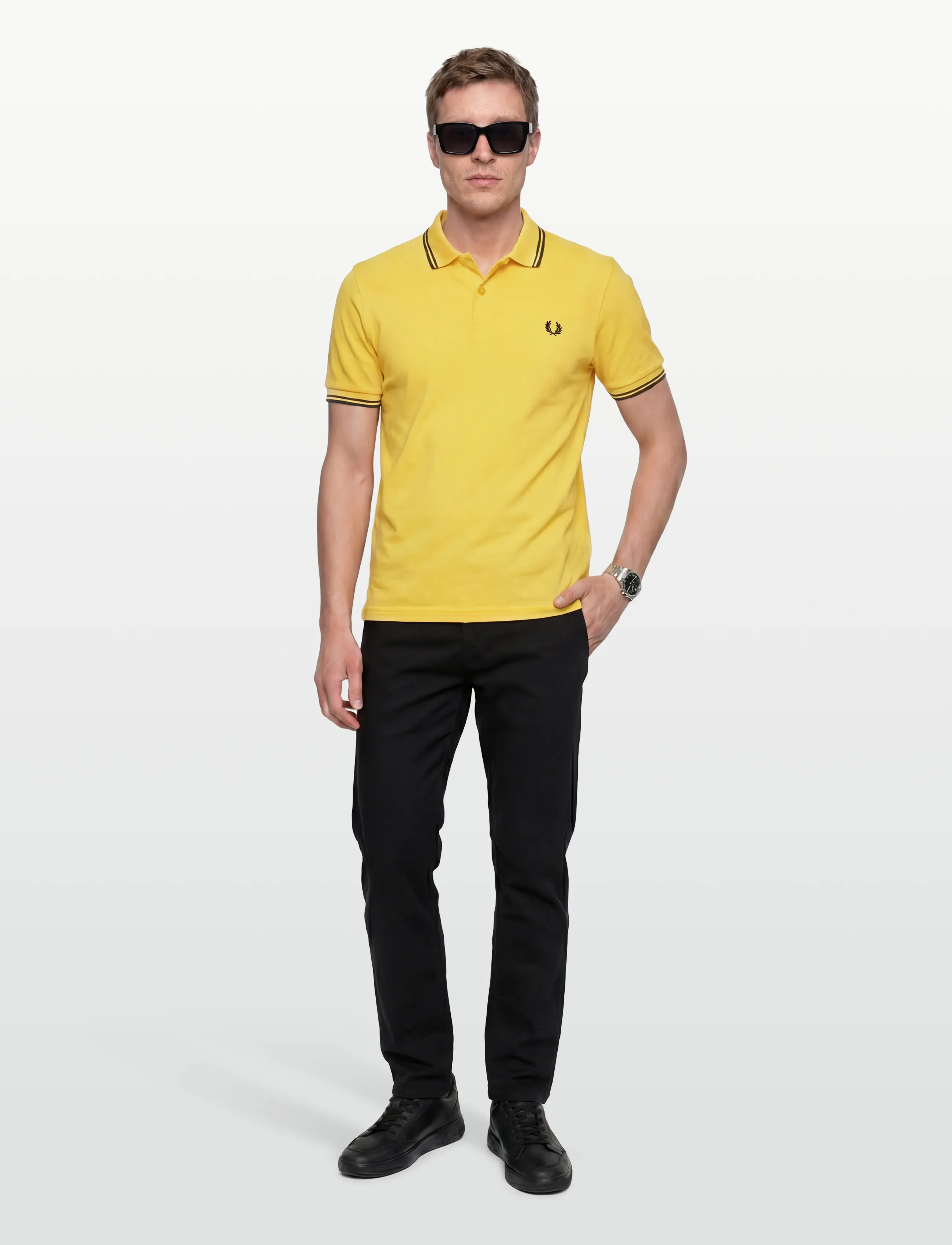 Fred Perry Twin Tipped Fp Shirt, M, Yellow, Poloer > Kortærmede, Herre