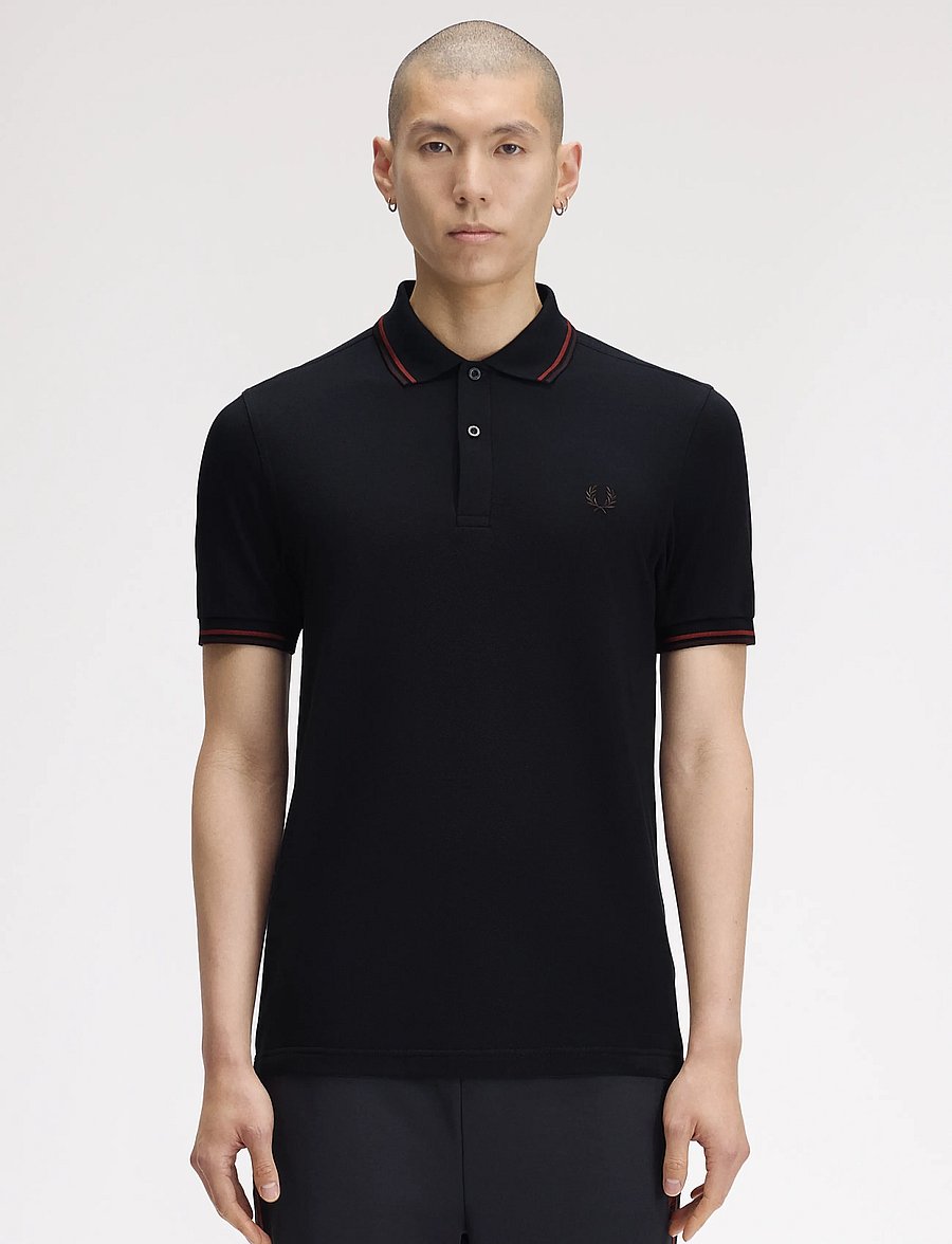 Fred Perry - TWIN TIPPED FP SHIRT - short-sleeved polos - nvy/brndy/rchbrn - 0