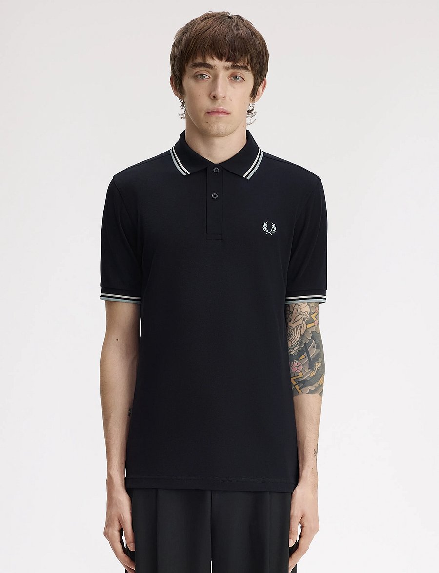 Fred Perry - TWIN TIPPED FP SHIRT - lühikeste varrukatega polod - nvy/ecru/slvrblu - 0