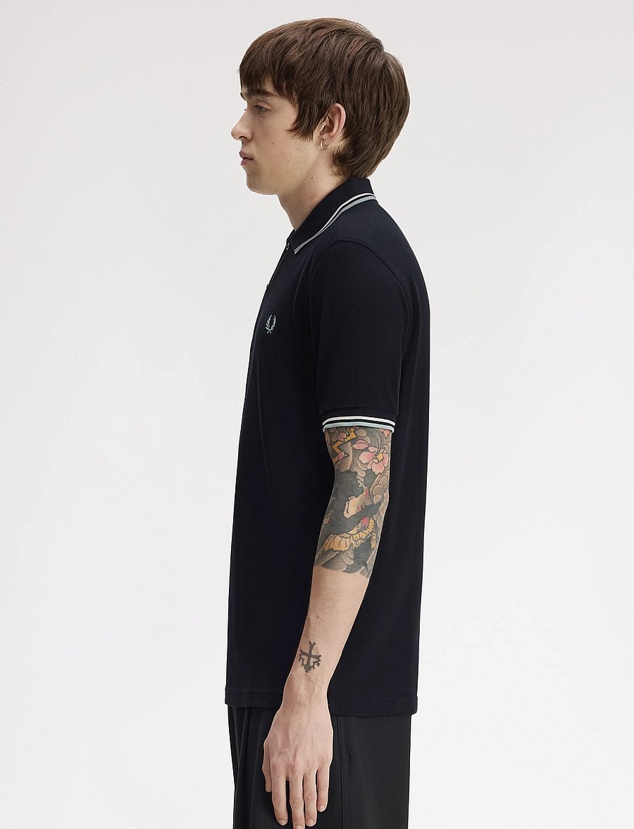 Fred Perry - TWIN TIPPED FP SHIRT - lühikeste varrukatega polod - nvy/ecru/slvrblu - 3