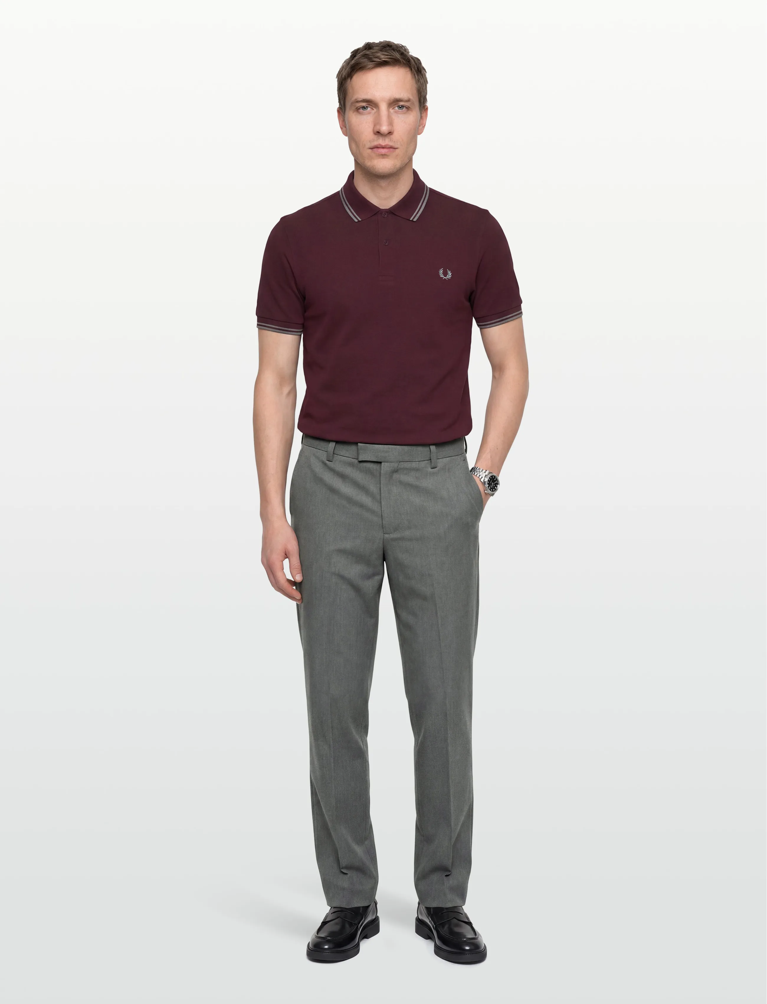 Fred Perry TWIN TIPPED FP SHIRT - Fred Perry - OXBLD/STPRTBL / burgundy
