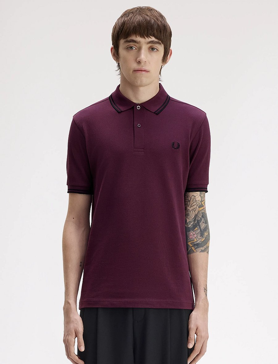 Fred Perry - TWIN TIPPED FP SHIRT - short-sleeved polos - plum/black - 0