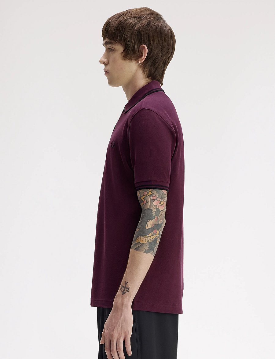 Fred Perry - TWIN TIPPED FP SHIRT - short-sleeved polos - plum/black - 3