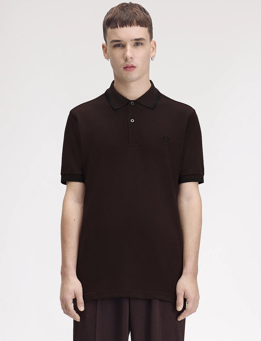 Fred Perry - TWIN TIPPED FP SHIRT - kortärmade pikéer - rich brown/black - 0