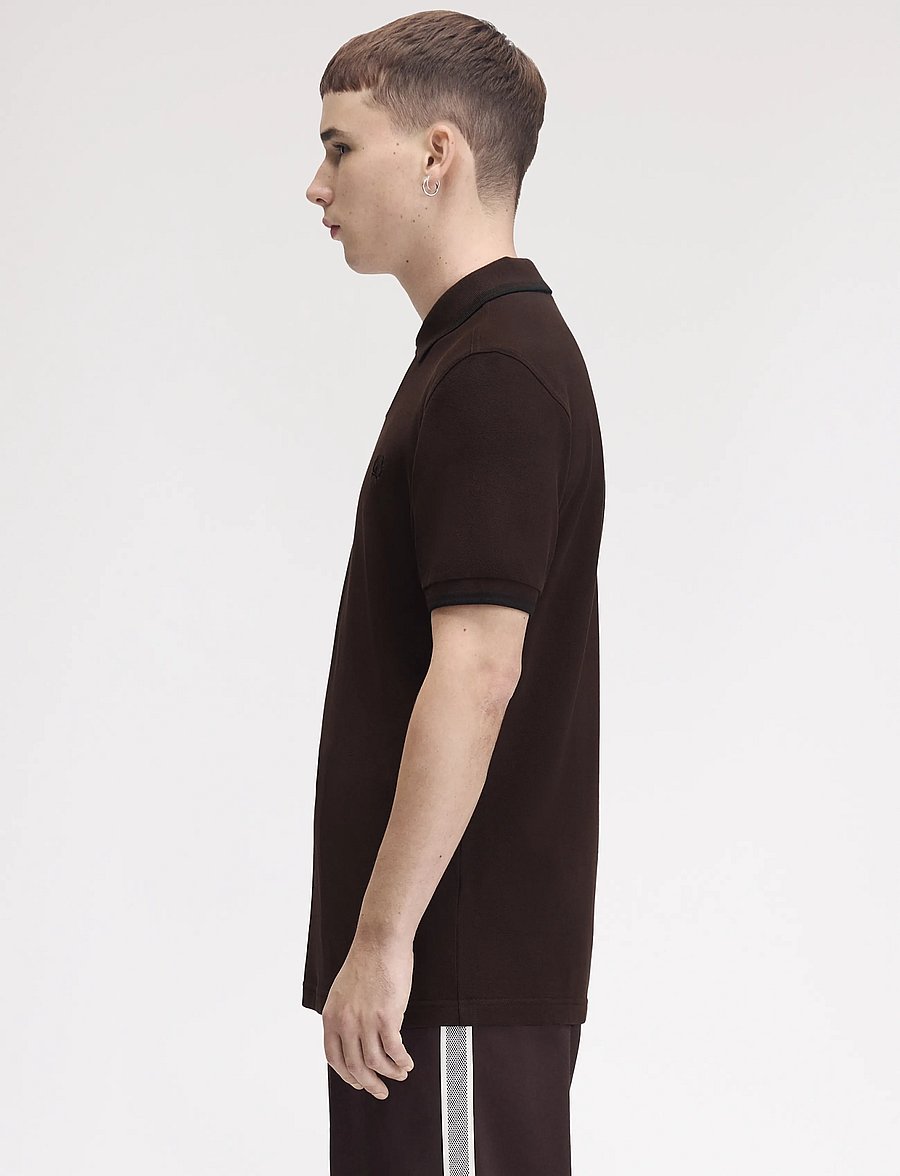 Fred Perry - TWIN TIPPED FP SHIRT - kortärmade pikéer - rich brown/black - 3