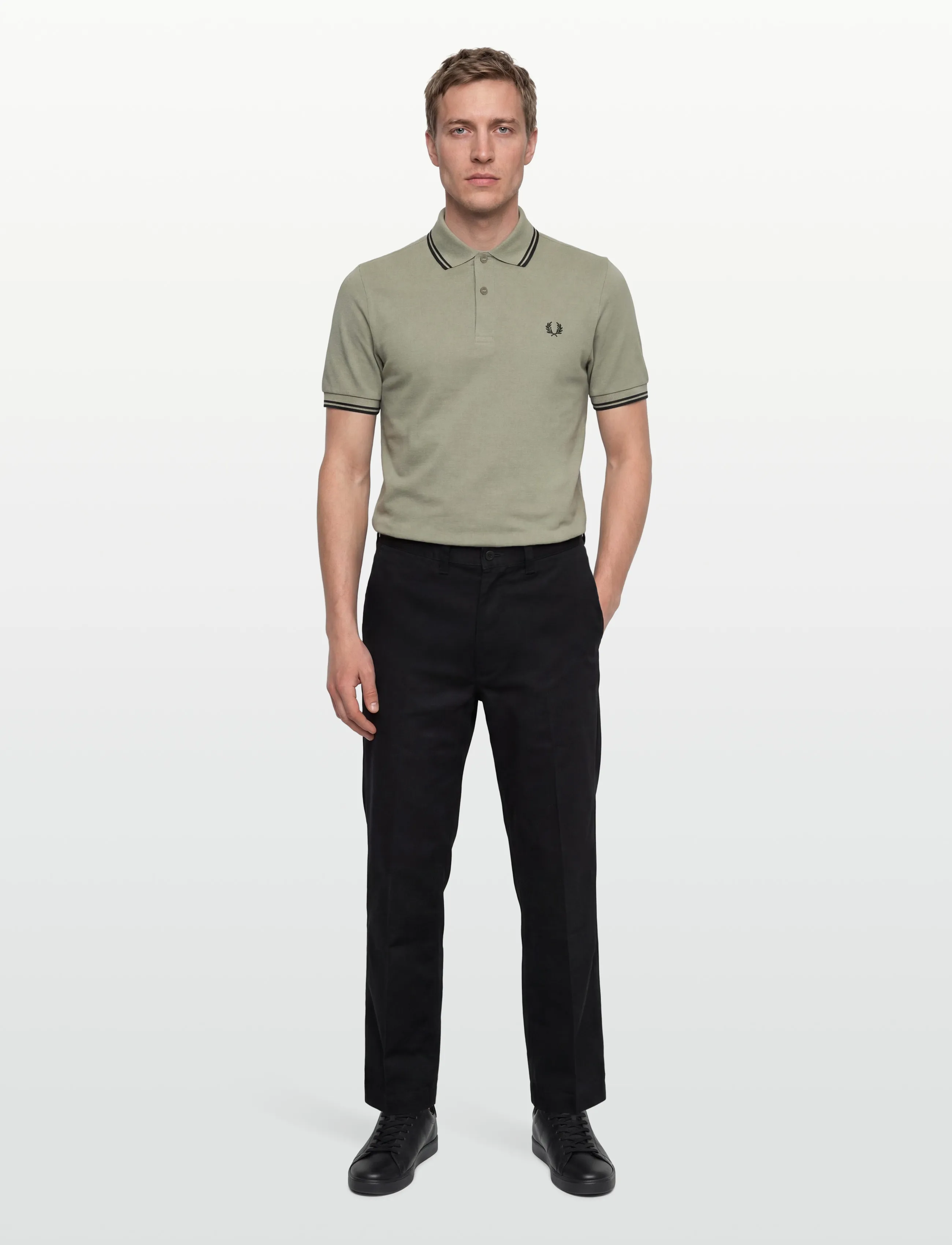 Fred Perry Twin Tipped Fp Shirt, M, Green, Poloer > Kortærmede, Herre