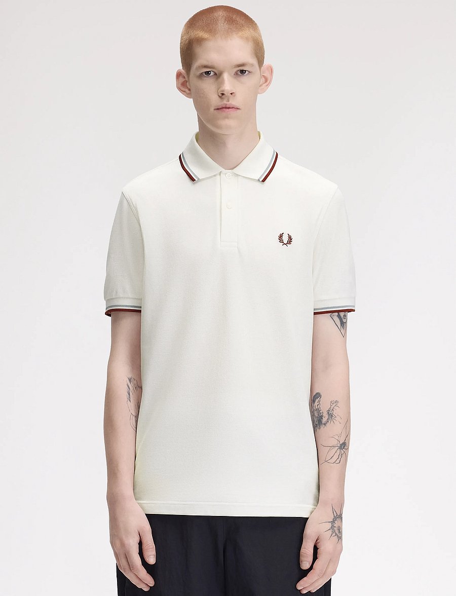 Fred Perry - TWIN TIPPED FP SHIRT - short-sleeved polos - snoww/slvbl/bran - 0