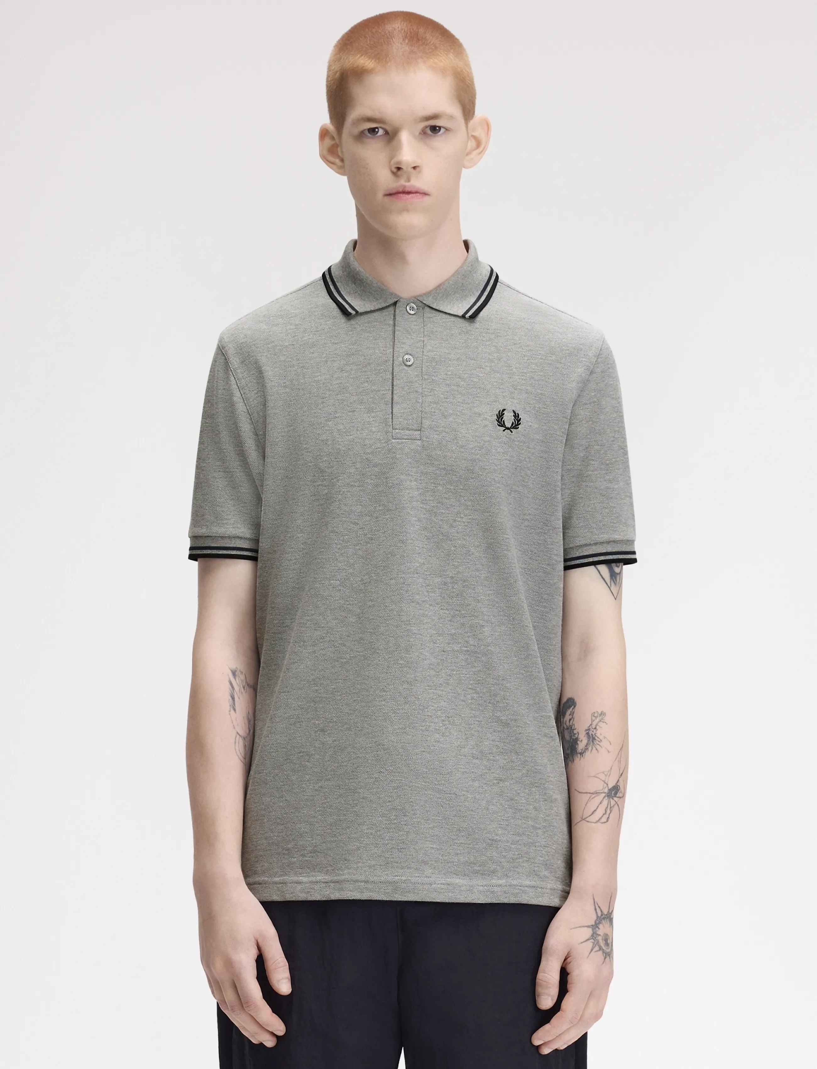 Fred Perry TWIN TIPPED FP SHIRT - Fred Perry - STLMRL/DRKAF/BLK / grey