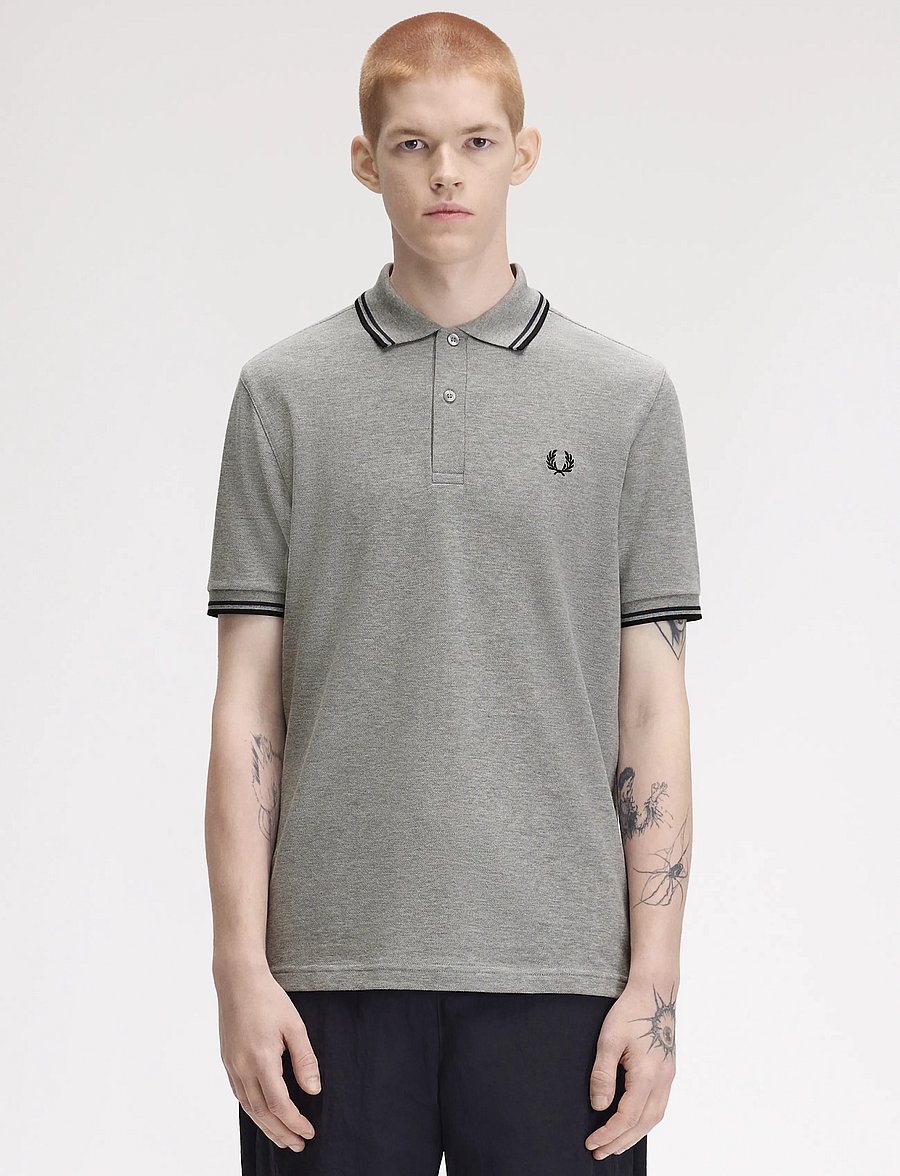 Fred Perry - TWIN TIPPED FP SHIRT - short-sleeved polos - stlmrl/drkaf/blk - 0