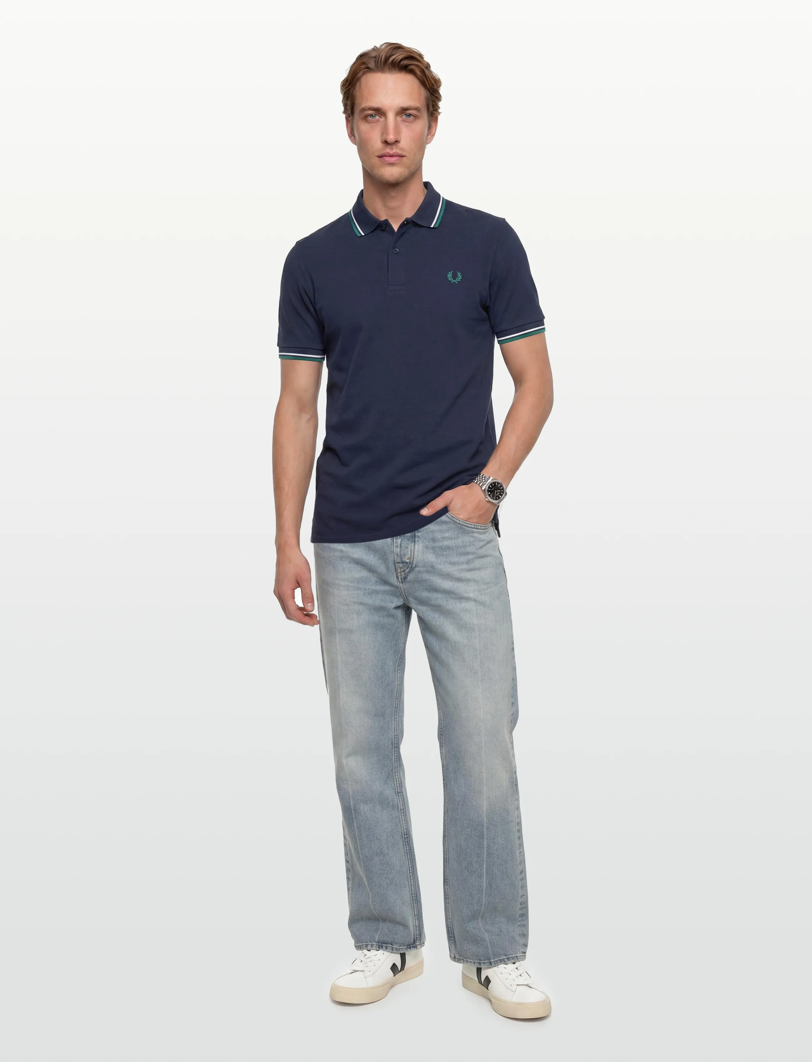 Fred Perry Twin Tipped Fp Shirt, XS, Navy, Poloer > Kortærmede, Herre