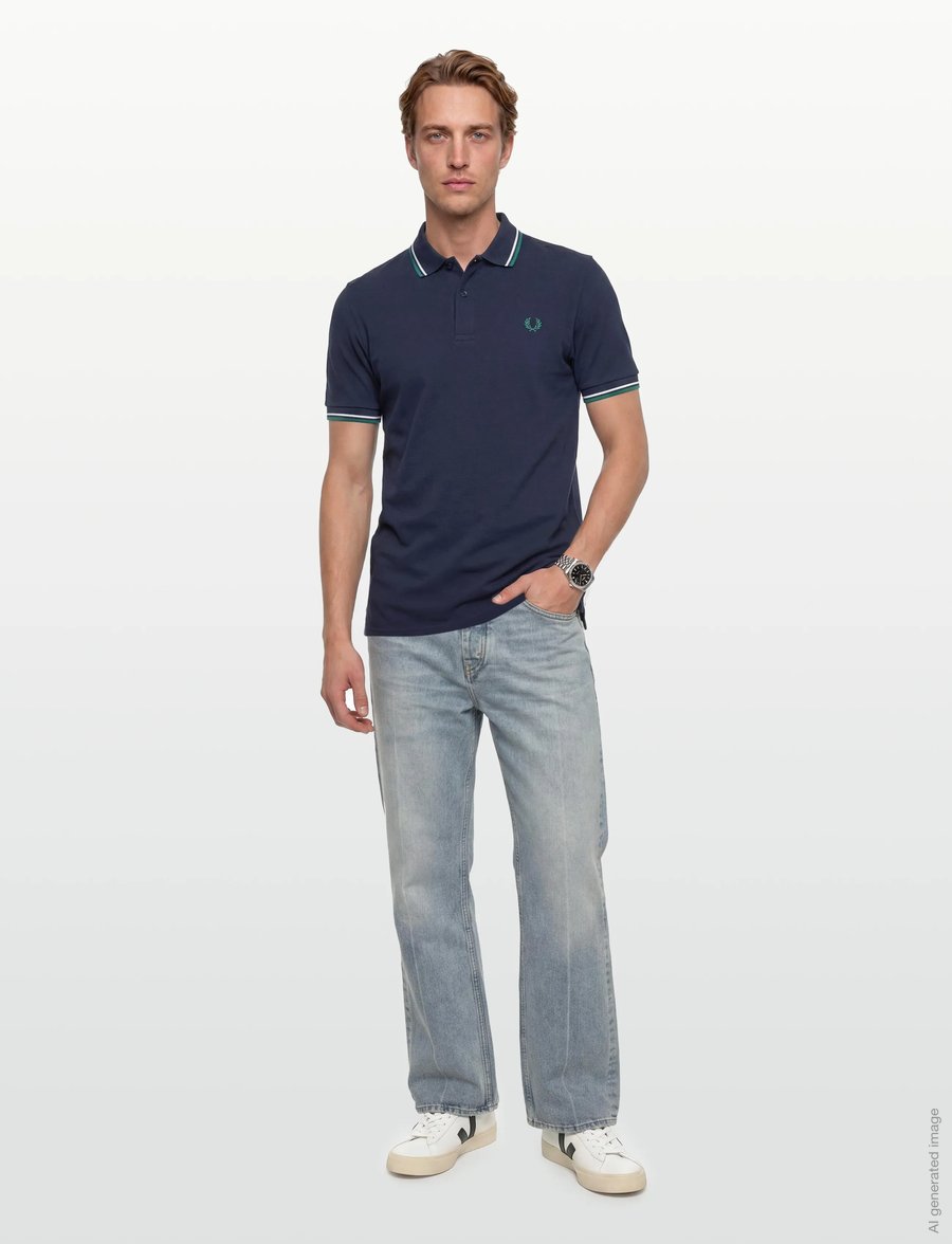 Fred Perry - TWIN TIPPED FP SHIRT - korte mouwen - tnsbl/snwht/dpmt - 0