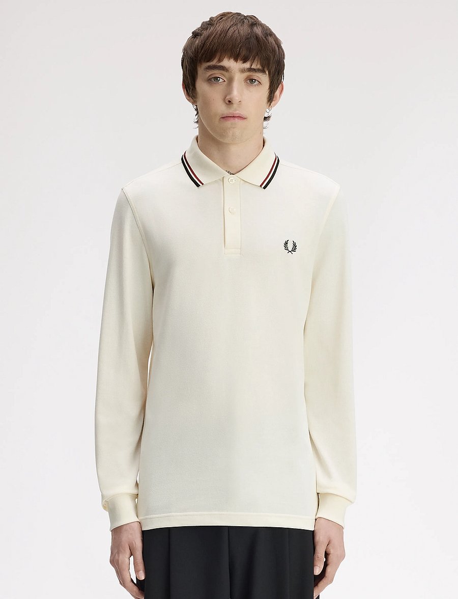 Fred Perry - LS TWIN TIPPED FP SHIRT - langärmelig - ecr/brndy/ngreen - 0